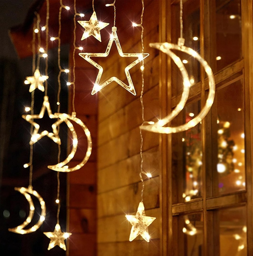 Kurtyna świetlna LED – girlanda księżyce i gwiazdy
