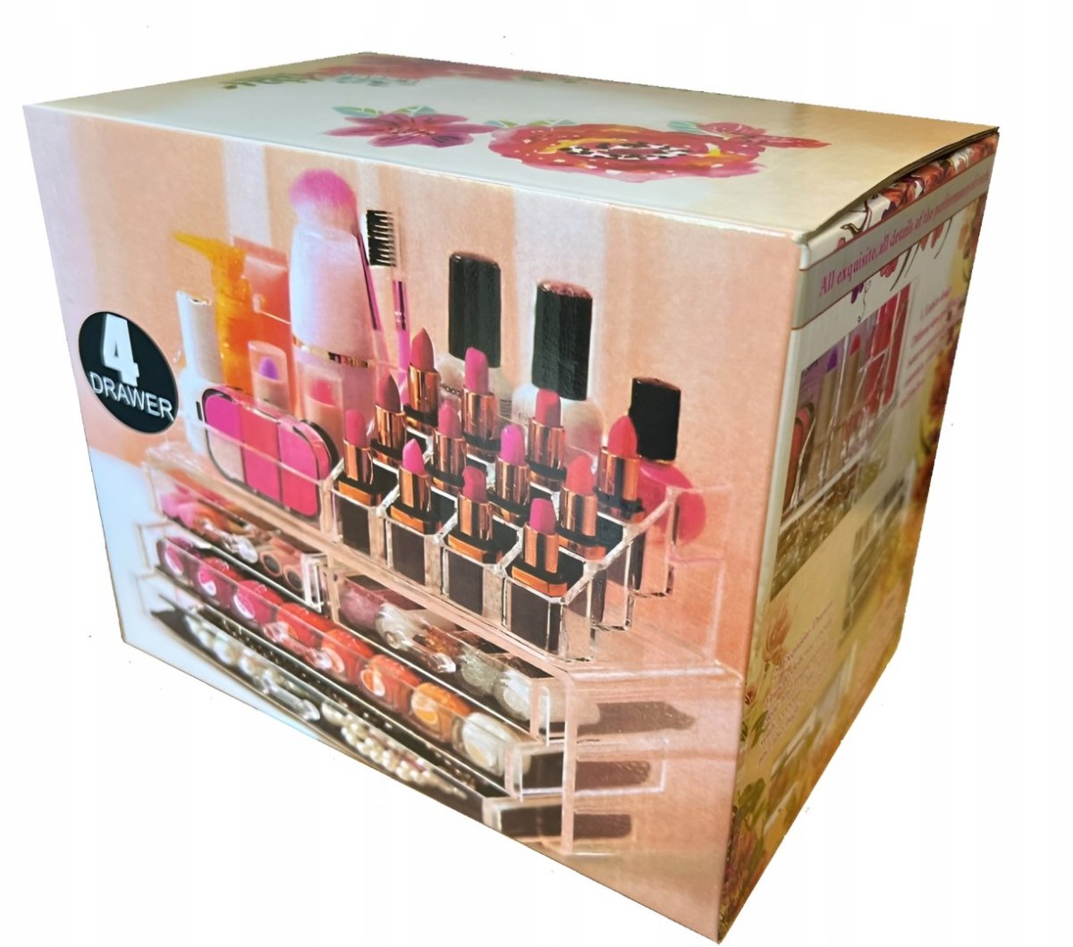 Organizer na kosmetyki i biżuterię – elegancka szkatułka akrylowa z 4 szufladkami