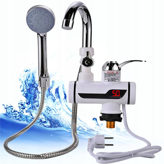 Podgrzewacz wody przepływowy z kranem i prysznicem 3000W – montaż na blat