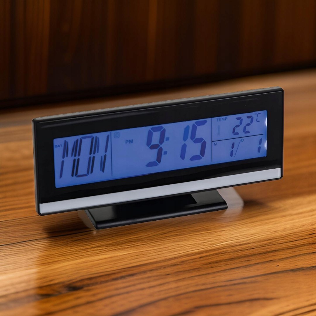 Elektroniczny budzik LED z termometrem, kalendarzem i alarmem