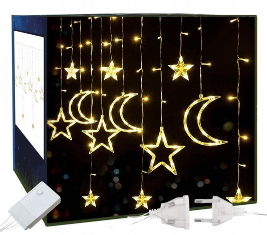 Kurtyna świetlna LED – girlanda księżyce i gwiazdy