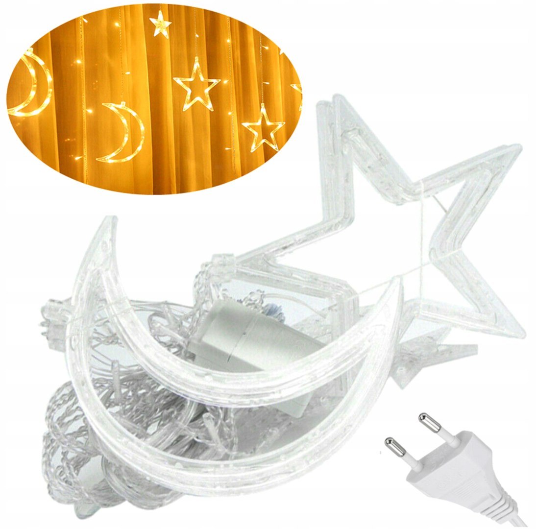 Kurtyna świetlna LED – girlanda księżyce i gwiazdy