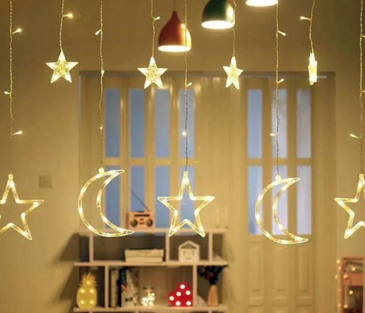 Kurtyna świetlna LED – girlanda księżyce i gwiazdy