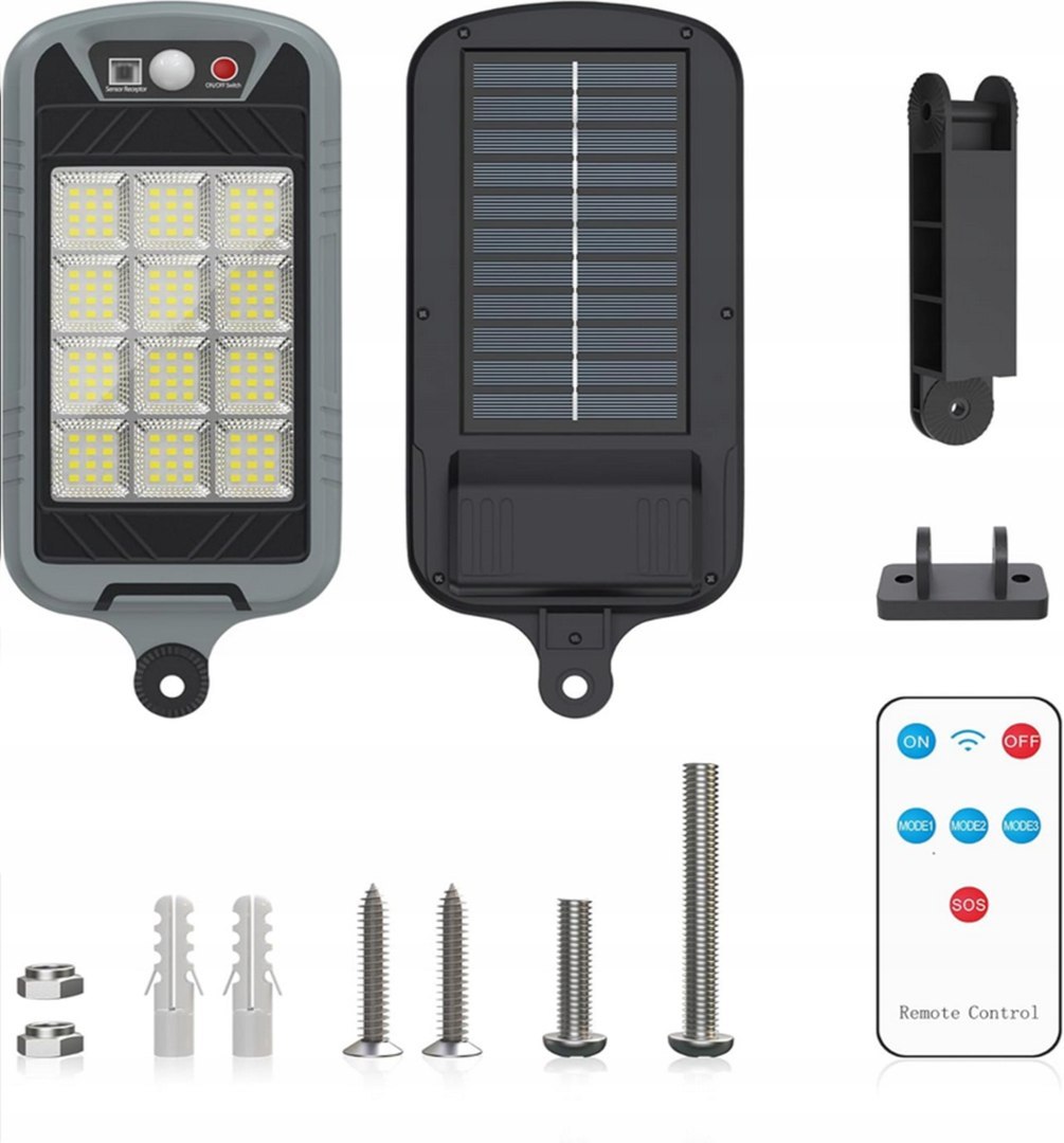 Lampa solarna 400W z czujnikiem zmierzchu i ruchu oraz pilotem