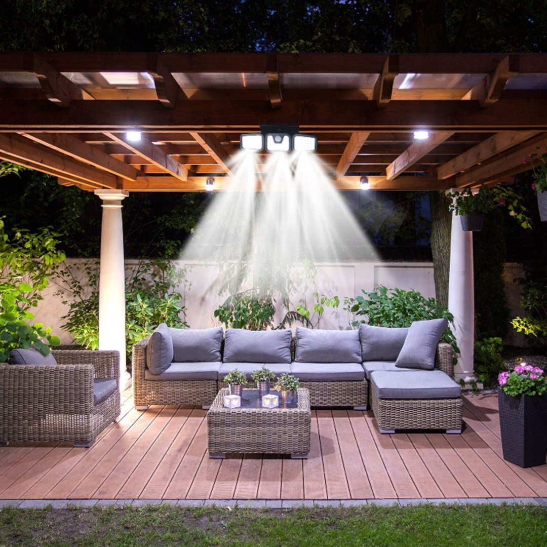 Lampa solarna LED z czujnikiem zmierzchu i ruchu – zewnętrzna, ogrodowa, garażowa, trójstronna