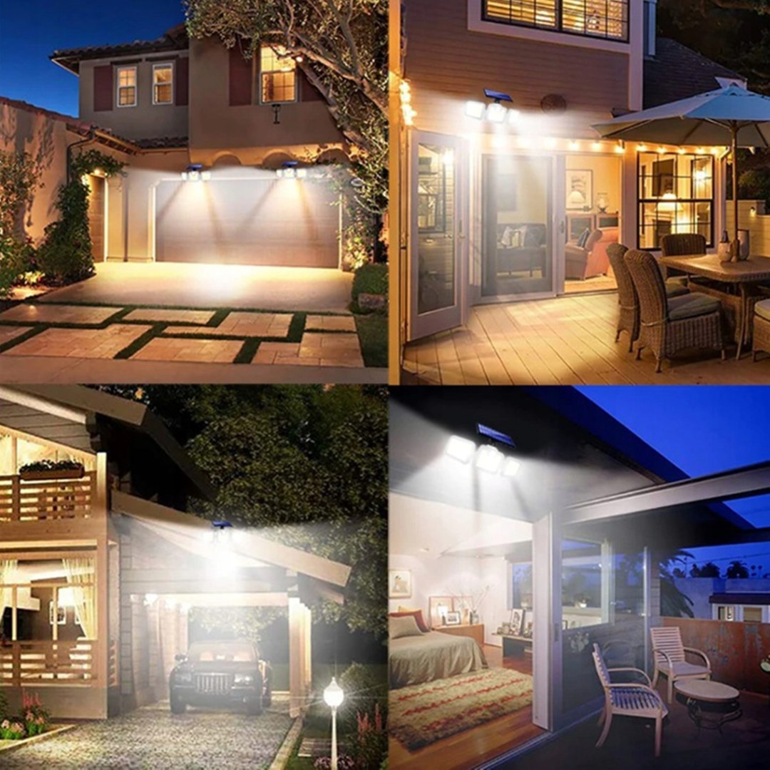 Lampa solarna LED z czujnikiem zmierzchu i ruchu – zewnętrzna, ogrodowa, garażowa, trójstronna