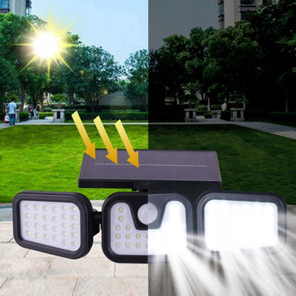 Lampa solarna LED z czujnikiem zmierzchu i ruchu – zewnętrzna, ogrodowa, garażowa, trójstronna