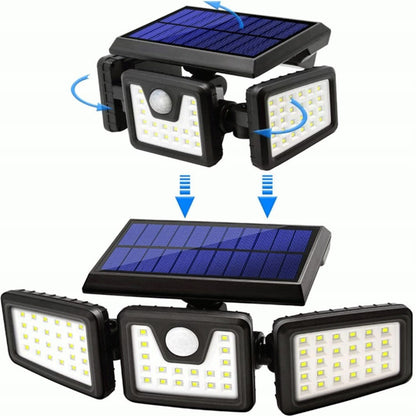 Lampa solarna LED z czujnikiem zmierzchu i ruchu – zewnętrzna, ogrodowa, garażowa, trójstronna