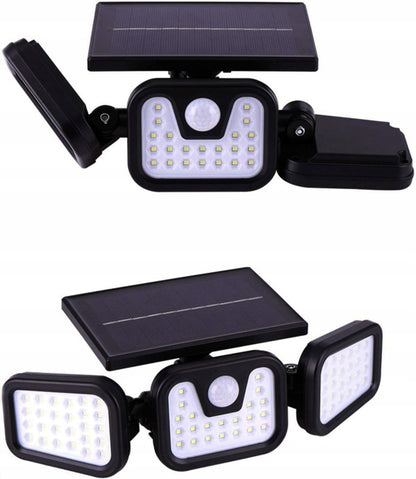 Lampa solarna LED z czujnikiem zmierzchu i ruchu – zewnętrzna, ogrodowa, garażowa, trójstronna