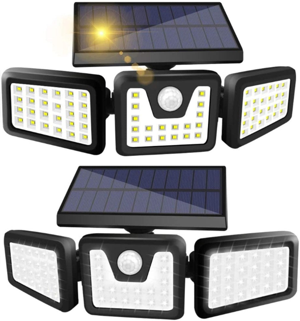 Lampa solarna LED z czujnikiem zmierzchu i ruchu – zewnętrzna, ogrodowa, garażowa, trójstronna