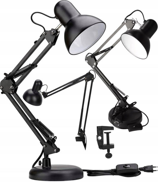 Klasyczna lampka biurkowa kreślarska z uchwytem na biurko