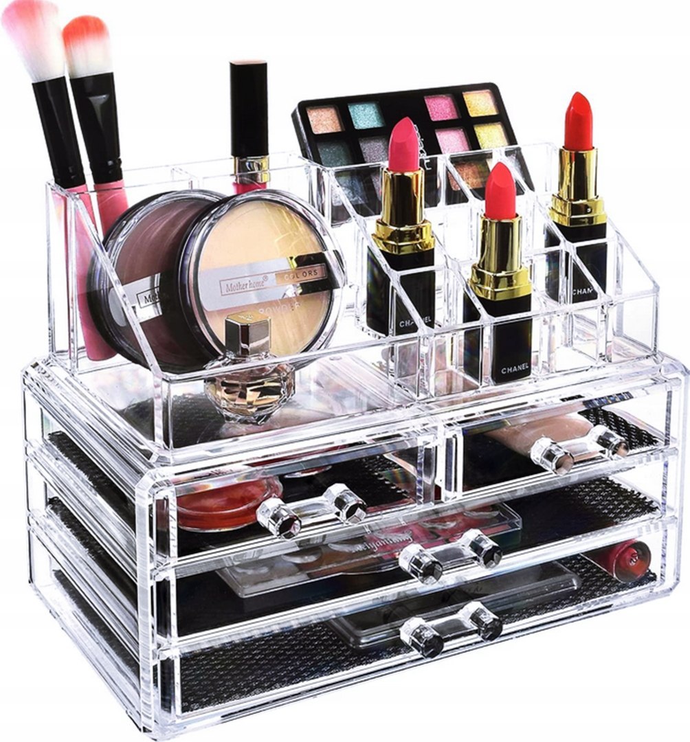 Organizer na kosmetyki i biżuterię – elegancka szkatułka akrylowa z 4 szufladkami