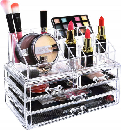 Organizer na kosmetyki i biżuterię – elegancka szkatułka akrylowa z 4 szufladkami