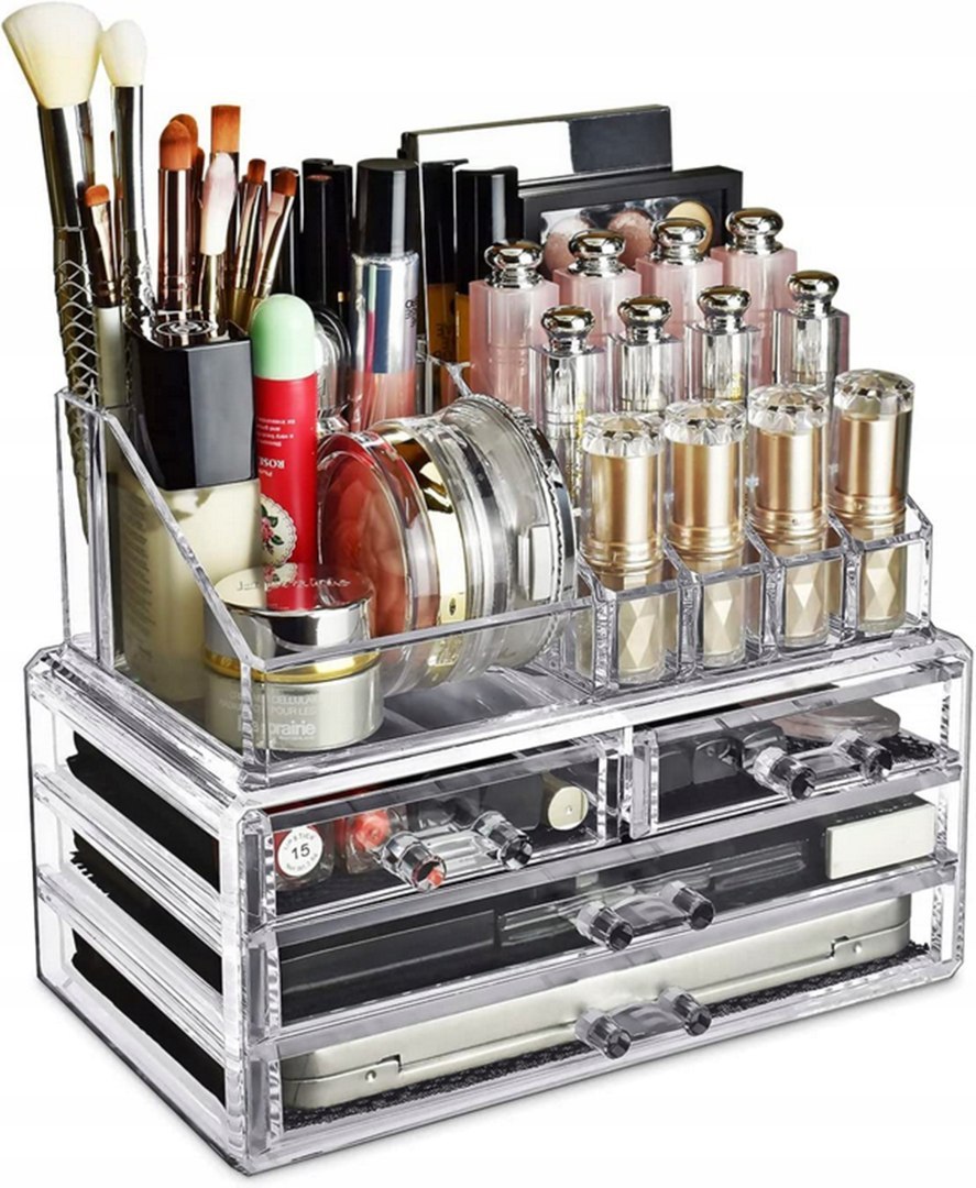 Organizer na kosmetyki i biżuterię – elegancka szkatułka akrylowa z 4 szufladkami