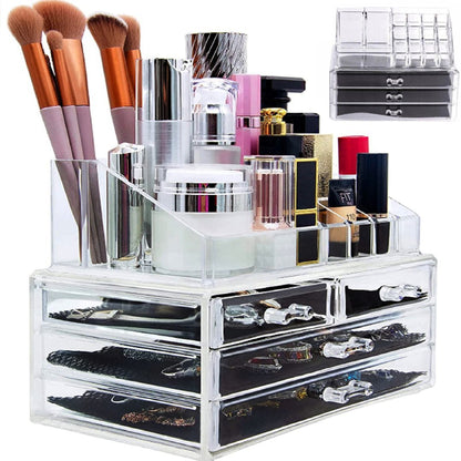 Organizer na kosmetyki i biżuterię – elegancka szkatułka akrylowa z 4 szufladkami