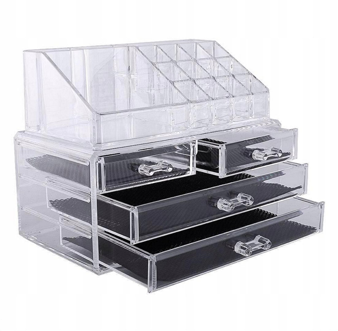 Organizer na kosmetyki i biżuterię – elegancka szkatułka akrylowa z 4 szufladkami