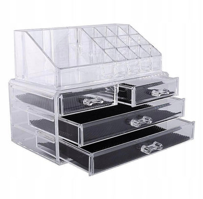 Organizer na kosmetyki i biżuterię – elegancka szkatułka akrylowa z 4 szufladkami