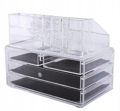 Organizer na kosmetyki i biżuterię – elegancka szkatułka akrylowa z 4 szufladkami