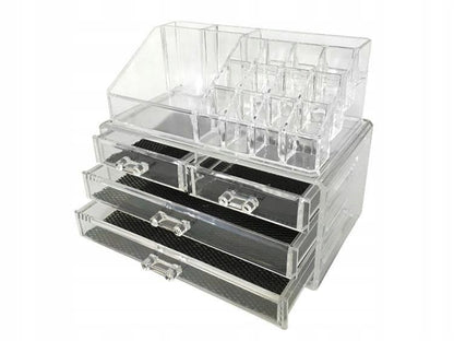 Organizer na kosmetyki i biżuterię – elegancka szkatułka akrylowa z 4 szufladkami