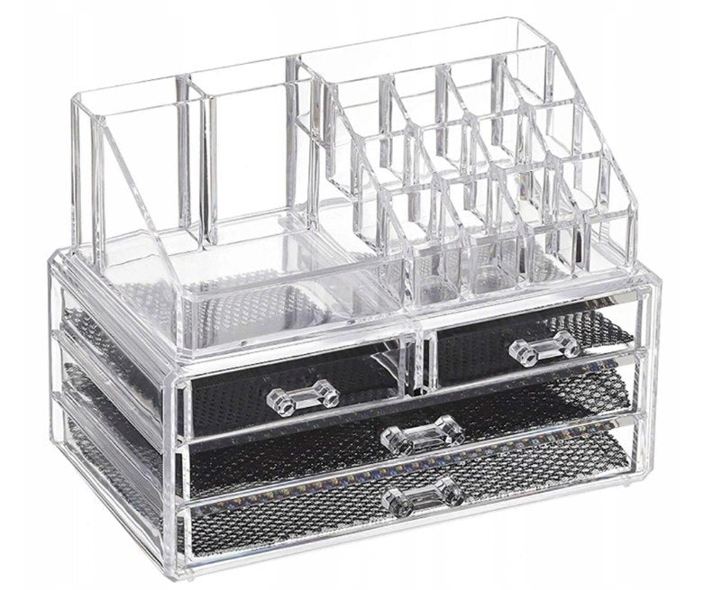 Organizer na kosmetyki i biżuterię – elegancka szkatułka akrylowa z 4 szufladkami