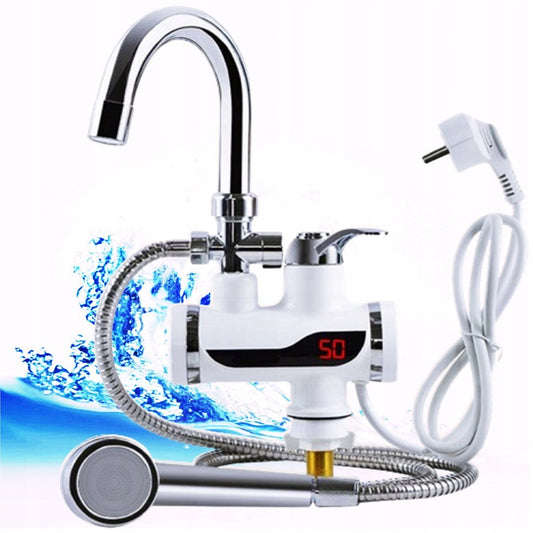 Podgrzewacz wody przepływowy z kranem i prysznicem 3000W – montaż na blat