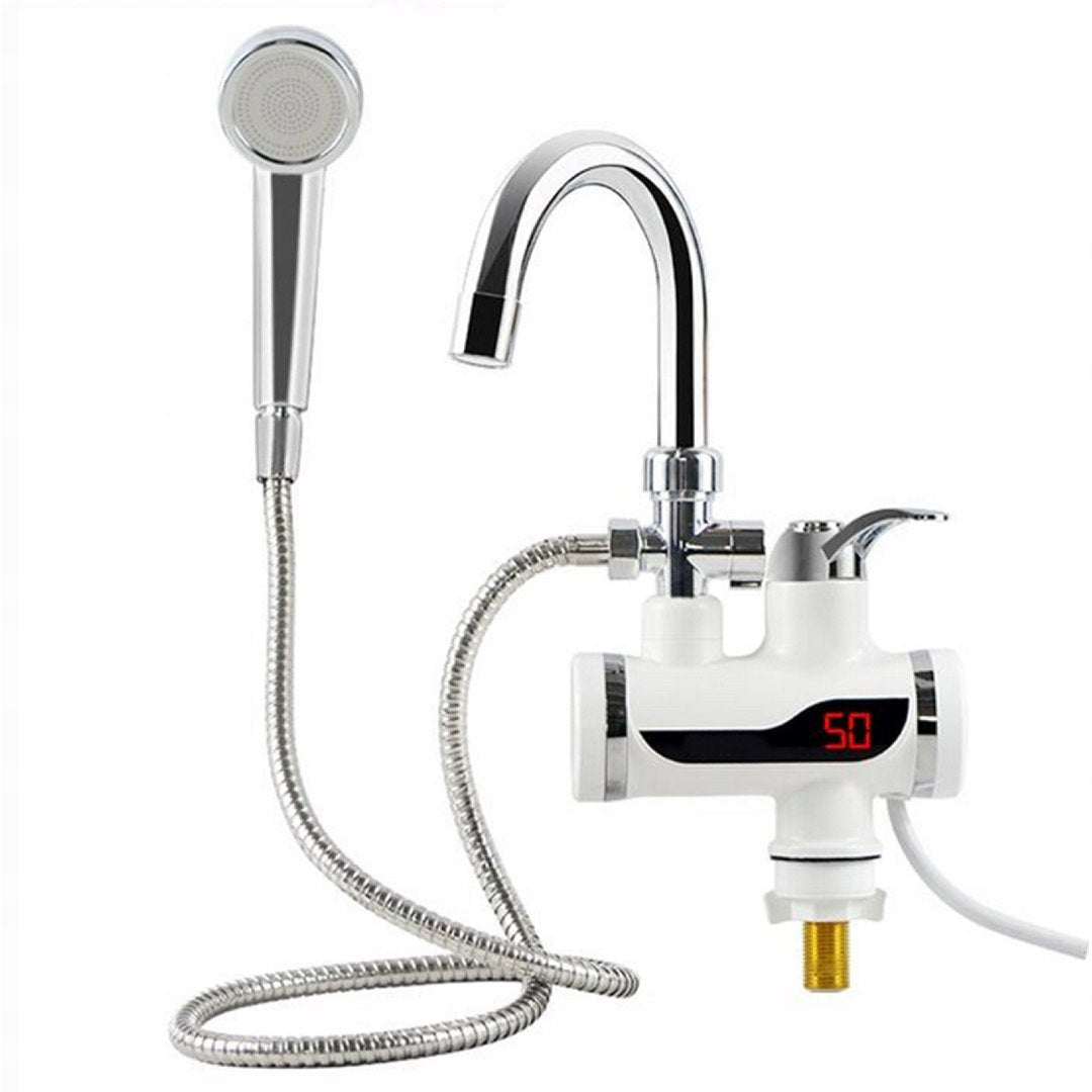 Podgrzewacz wody przepływowy z kranem i prysznicem 3000W – montaż na blat