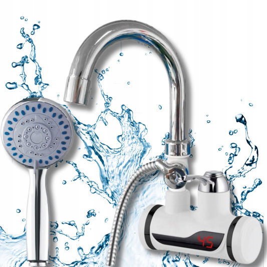 Przepływowy podgrzewacz wody z prysznicem 3000W LCD – montaż do ściany