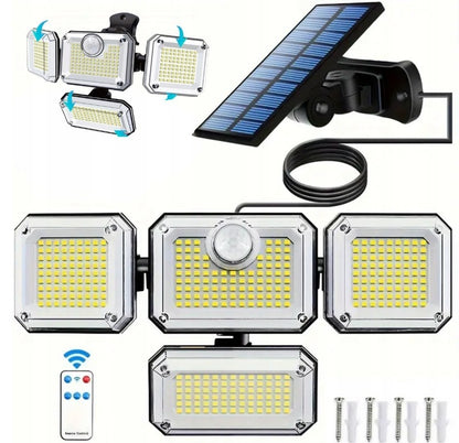 Lampa solarna zewnętrzna LED 4w1 z czujnikiem ruchu, zmierzchu i pilotem