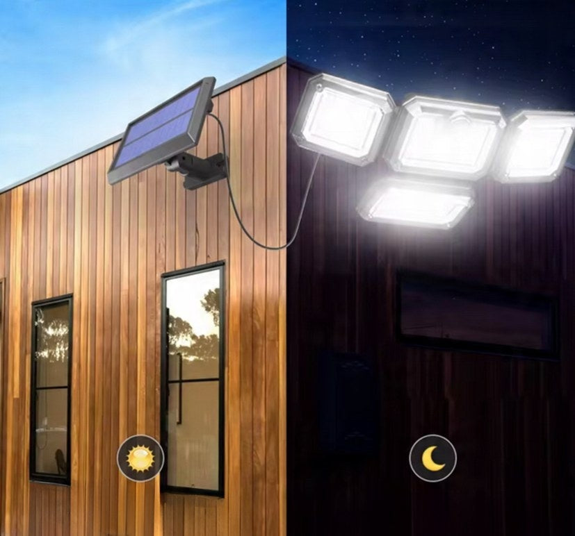 Lampa solarna zewnętrzna LED 4w1 z czujnikiem ruchu, zmierzchu i pilotem