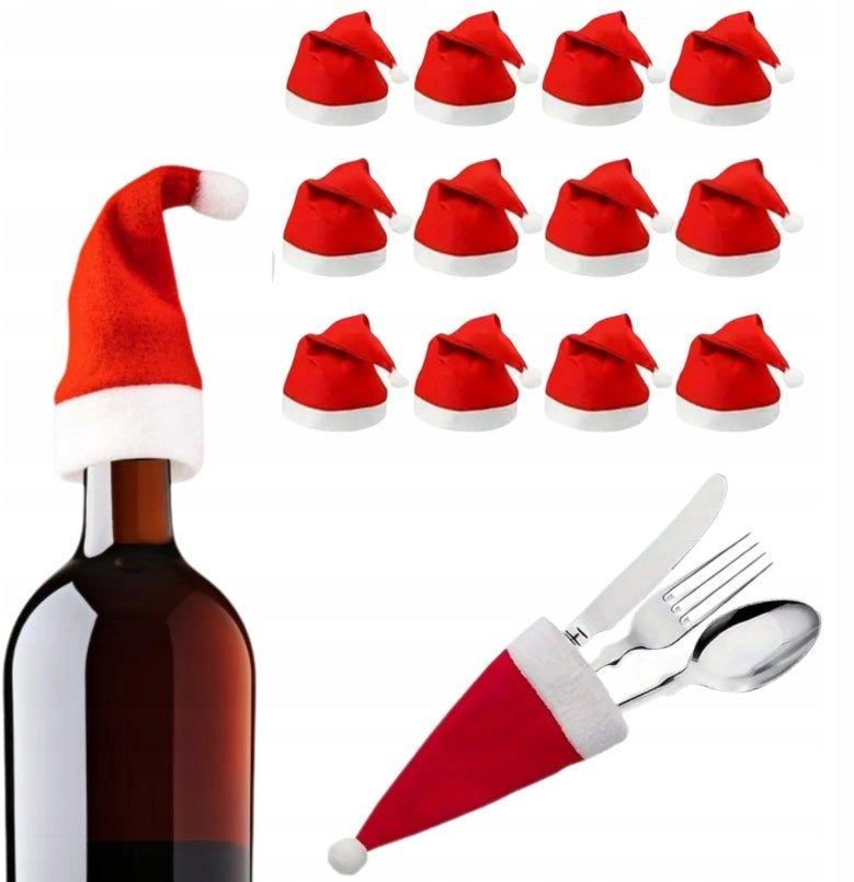 Czapeczki mikołajowe z pomponem – zestaw 12 sztuk