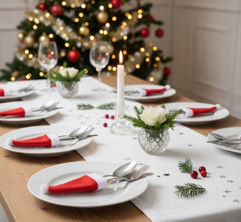 Czapeczki mikołajowe z pomponem – zestaw 12 sztuk