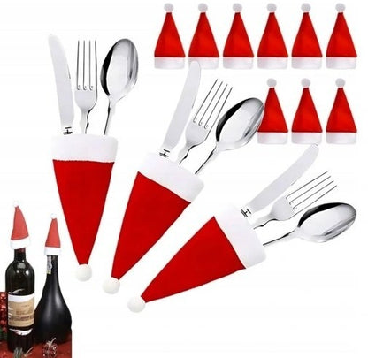 Czapeczki mikołajowe z pomponem – zestaw 12 sztuk