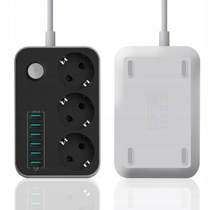 Przedłużacz listwa zasilająca 3 gniazda + 6 portów USB 4.1A – 2500W, 1.8m