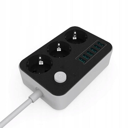 Przedłużacz listwa zasilająca 3 gniazda + 6 portów USB 4.1A – 2500W, 1.8m