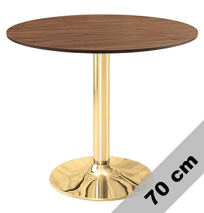 Stół okrągły VICTORY BROWN WOOD 70 cm GOLD