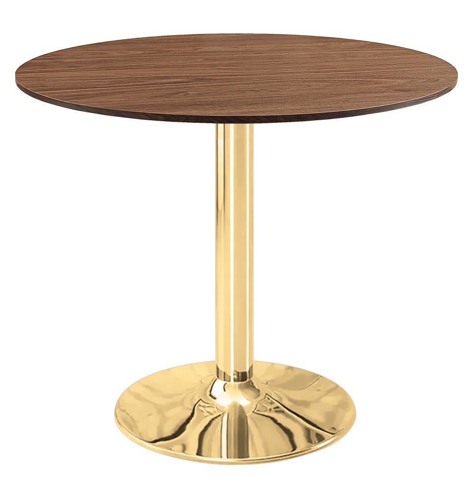 Stół okrągły VICTORY BROWN WOOD 70 cm GOLD