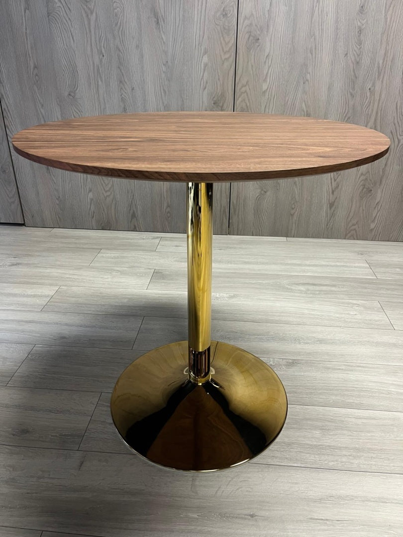 Stół okrągły VICTORY BROWN WOOD 70 cm GOLD