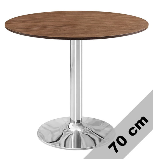 Stół okrągły VICTORY BROWN WOOD 70 cm SILVER