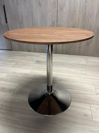 Stół okrągły VICTORY BROWN WOOD 70 cm SILVER