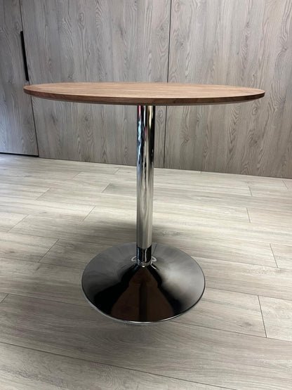 Stół okrągły VICTORY BROWN WOOD 70 cm SILVER