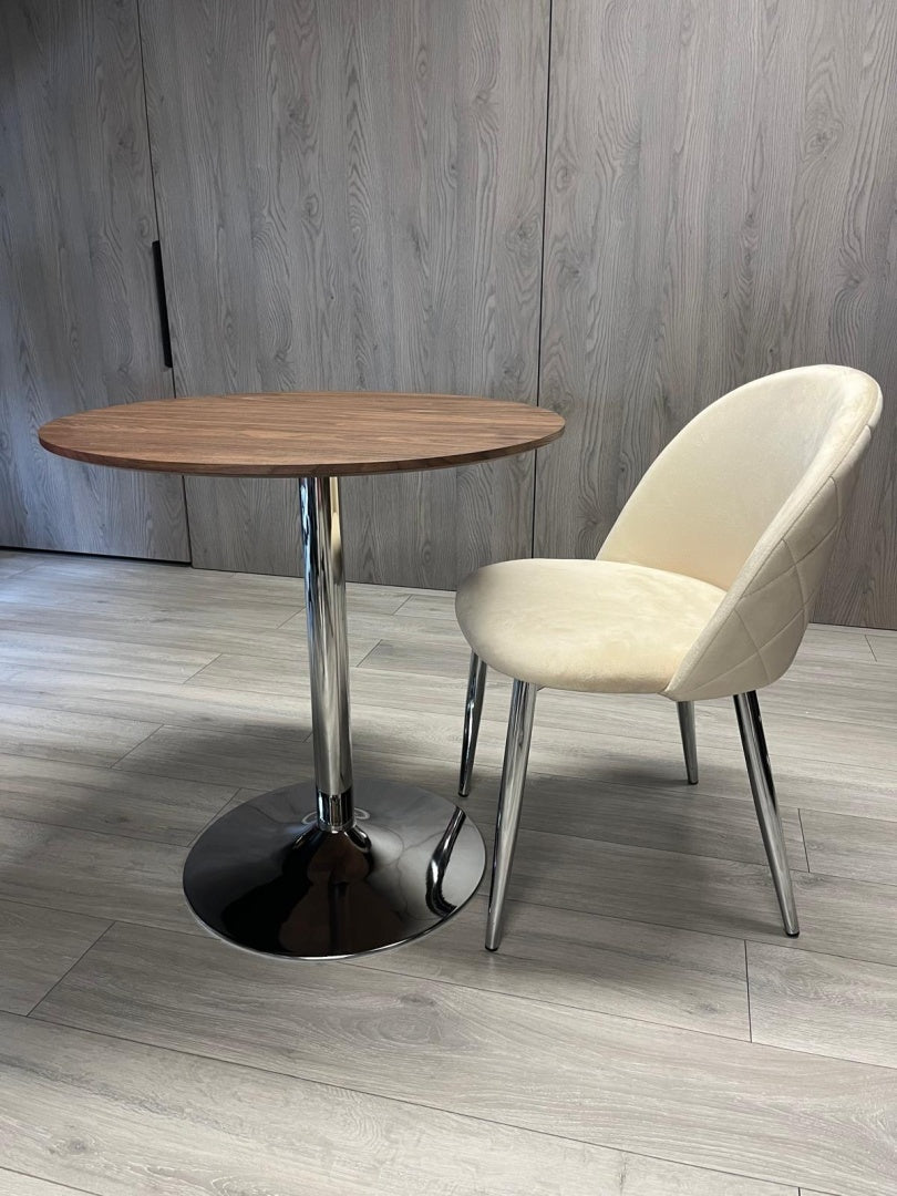 Stół okrągły VICTORY BROWN WOOD 70 cm SILVER