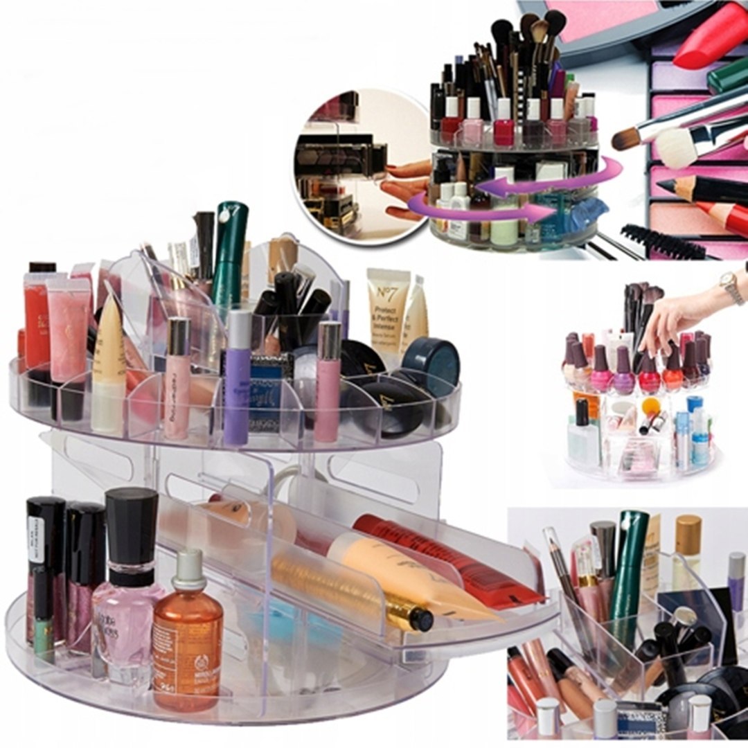Obrotowa szkatułka organizer na kosmetyki i biżuterię