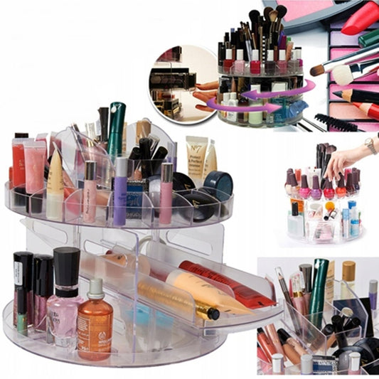 Obrotowa szkatułka organizer na kosmetyki i biżuterię