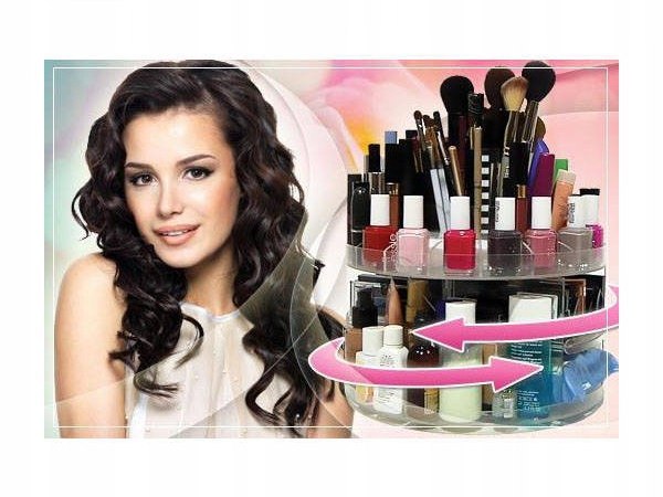 Obrotowa szkatułka organizer na kosmetyki i biżuterię