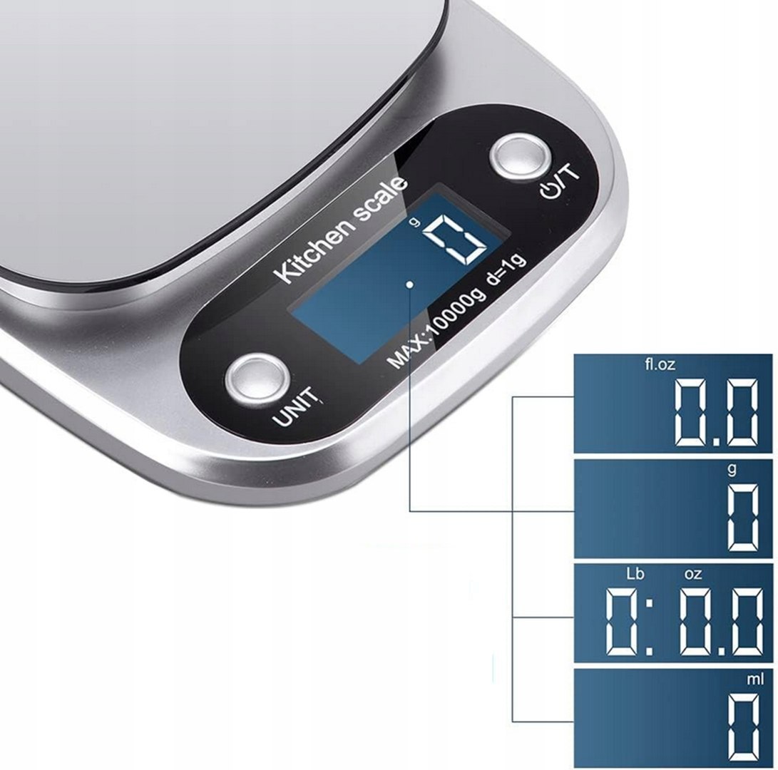 Precyzyjna waga kuchenna jubilerska 5000 g / 0,1 g z wyświetlaczem LCD