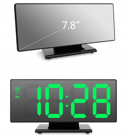 Zegar cyfrowy LED z budzikiem, termometrem i lustrem