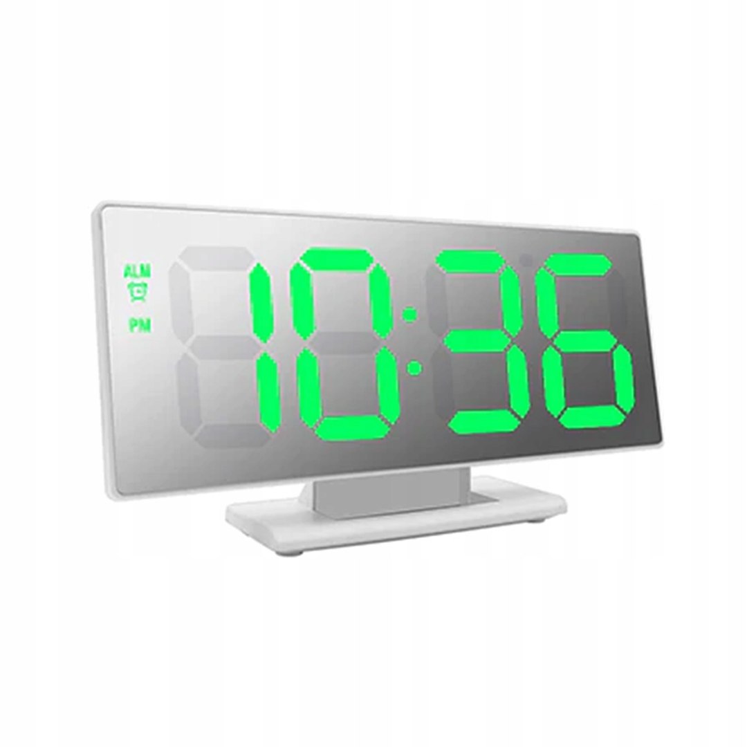 Zegar cyfrowy LED z budzikiem, termometrem i lustrem